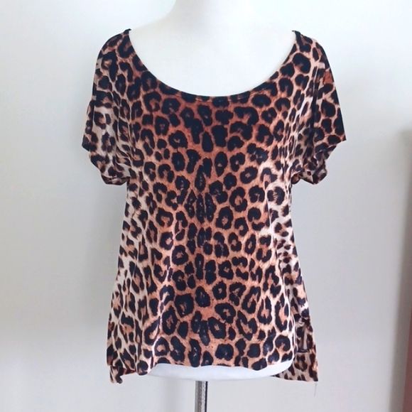 ☀️Holly Hock by Lucky Brand Cheetah Print T - Picture 1 of 6